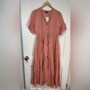 Saks Fifth Avenue Dusty Rose Maxi Dress 100% Cotton